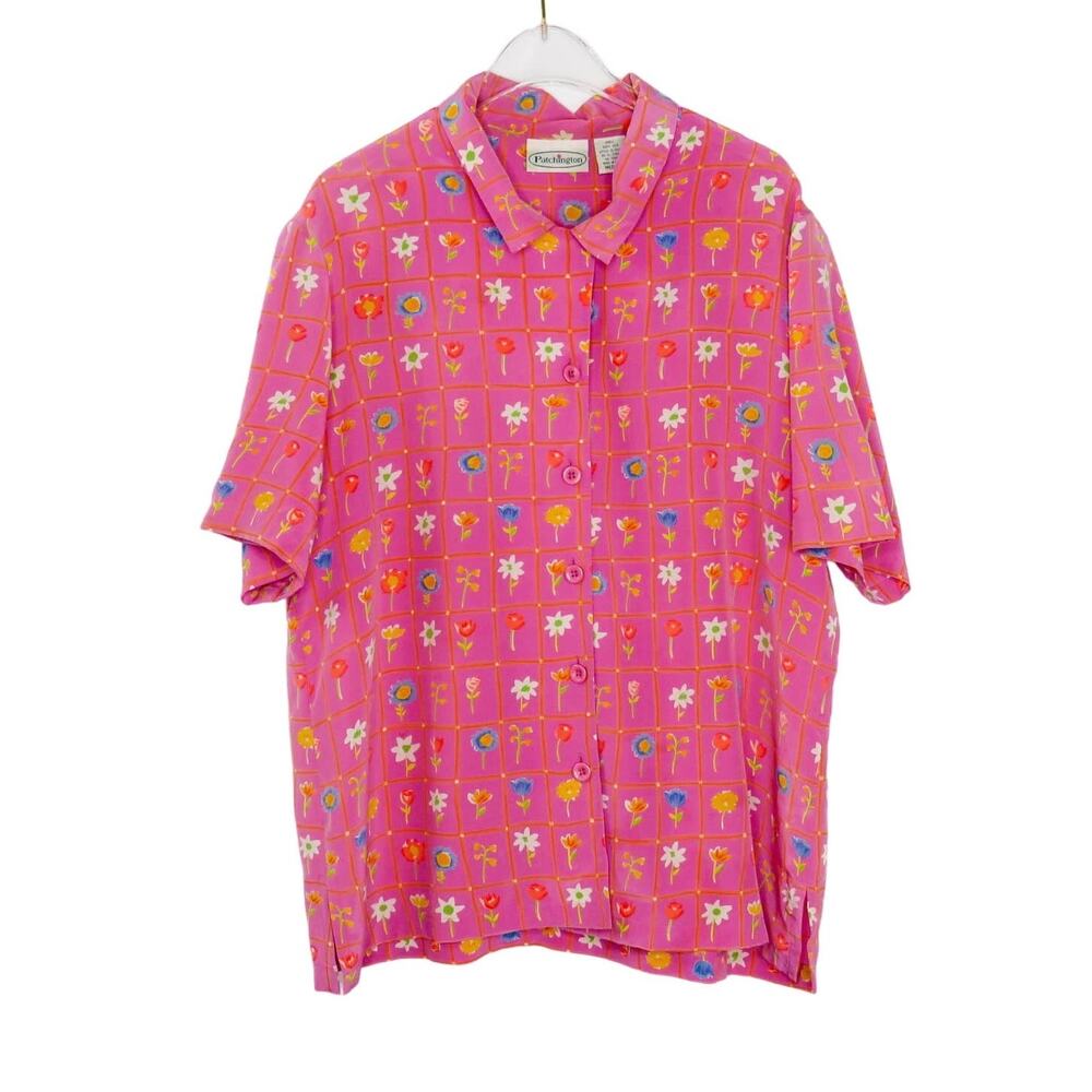Vintage Patchington Cottage Core Pink Floral Button Down Blouse Medium - Picture 4 of 7